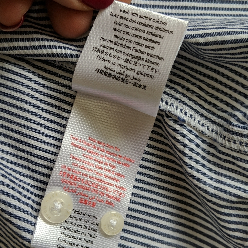 Hugo Boss striped collared button down dress shirt 12 months baby boy - Picture 4 of 7